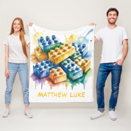 Building Block Splash Boy Birthday Party Gift フリースブランケット