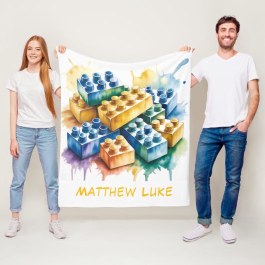 Building Block Splash Boy Birthday Party Gift フリースブランケット (インサイチュ)
