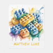 Building Block Splash Boy Birthday Party Gift フリースブランケット (正面)