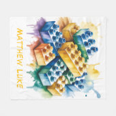 Building Block Splash Boy Birthday Party Gift フリースブランケット (正面(横))