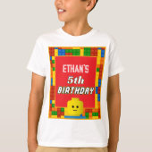 Building Blocks Birthday Kids Fun Colorful Tシャツ (正面)