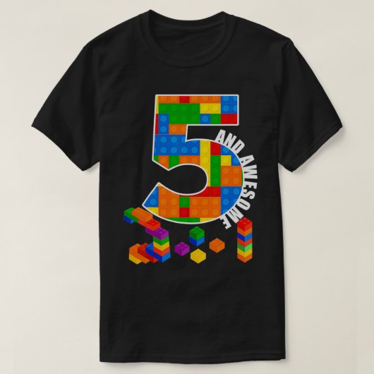 Building Blocks Bricks 5 Year Old Awesome Birthday Tシャツ (デザイン正面)