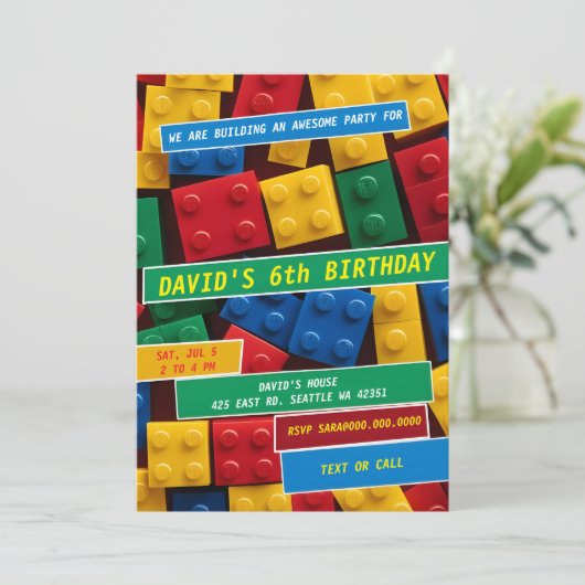 Building Blocks Building Bricks Blocks Birthday 招待状 (スタンド正面)