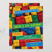 Building Blocks Building Bricks Blocks Birthday  招待状 (正面/裏面)