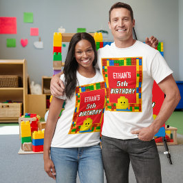 Building Blocks Parent Birthday Fun Matching Party Tシャツ