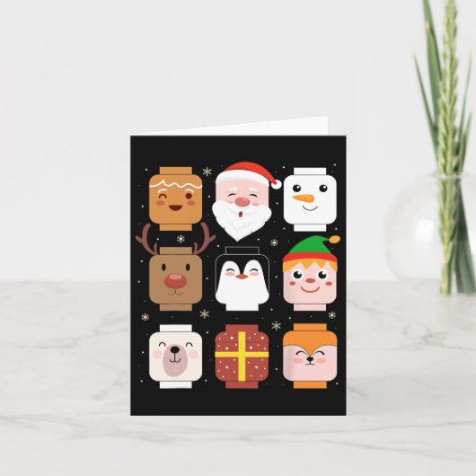 Building Brick Santa Elf Friends Christmas Boys Me カード (正面)
