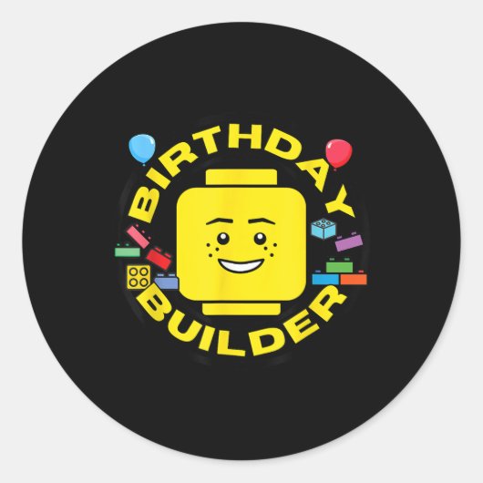 Building Bricks Birthday Builder Blocks Figure  ラウンドシール (正面)