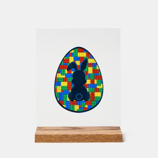 Building Bricks Easter Egg Bunny Boys Girl Family  アクリルサイン (正面)
