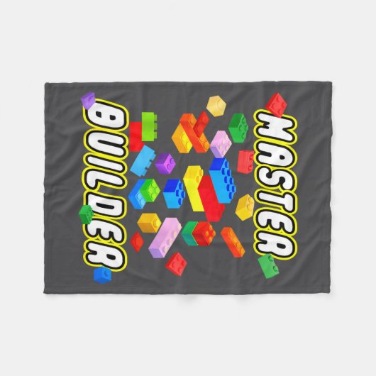 Building Bricks Master Builder Construction Block  フリースブランケット (正面(横))