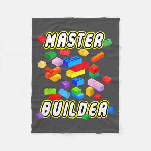 Building Bricks Master Builder Construction Block  フリースブランケット (正面)