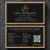 Building Construction Black Gold Business Card  名刺