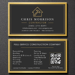 Building Construction Black Gold Metal QR Code 名刺