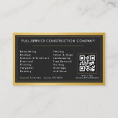 Building Construction Black Gold Metal QR Code 名刺 (裏面)