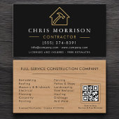 Building Construction Black Gold QR Code Wood 名刺