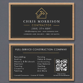 Building Construction Black Gold Wood QR Code 名刺