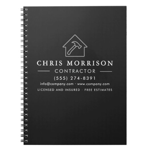 Building Construction Black Silver ノートブック (正面)