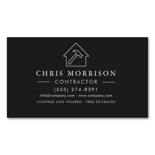 Building Construction Black Silver マグネット名刺 (正面)