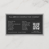 Building Construction Black Silver Metal QR Code 名刺 (裏面)