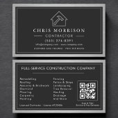 Building Construction Black Silver Metal QR Code 名刺