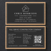 Building Construction Black Silver Wood QR Code 名刺