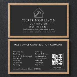 Building Construction Black Silver Wood QR Code 名刺