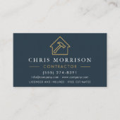 Building Construction Blue Gold QR Code 名刺 (正面)