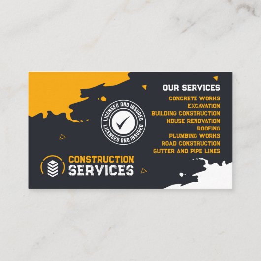 Building Construction, Concrete works, Excavation 名刺 (裏面)