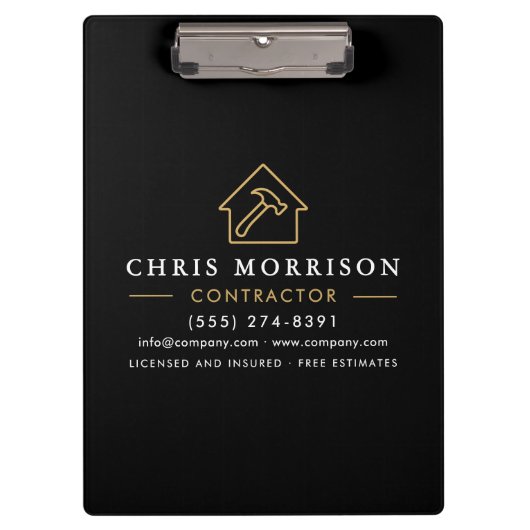 Building Construction Contractor Black Gold クリップボード (正面)