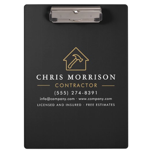 Building Construction Contractor Black Gold クリップボード (正面)