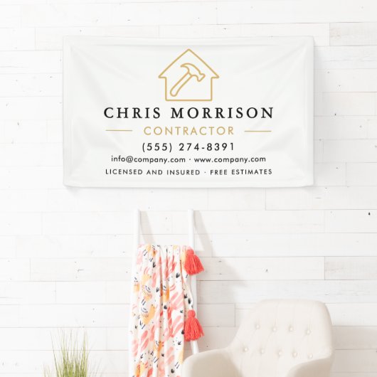 Building Construction Contractor White Gold 横断幕 (インサイチュ)