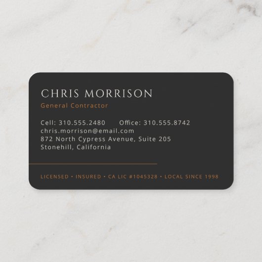 Building Construction General Contractor 名刺 (裏面)