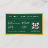 Building Construction Green Gold Metal QR Code 名刺 (裏面)