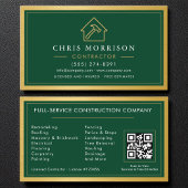 Building Construction Green Gold Metal QR Code 名刺