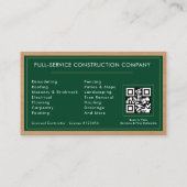 Building Construction Green Gold Wood QR Code 名刺 (裏面)