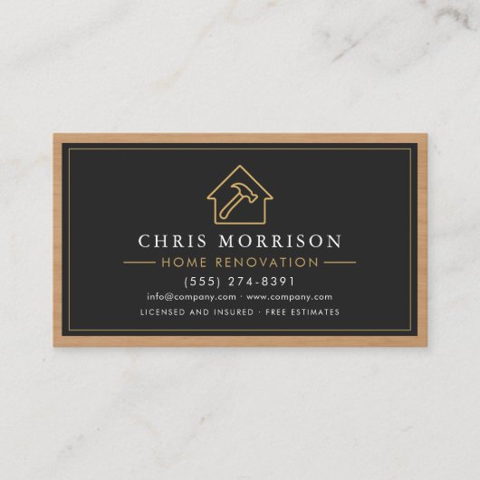 Building Construction Home Renovation Wood QR Code 名刺 (正面)