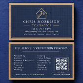 Building Construction Linen Navy Blue Gold Wood 名刺
