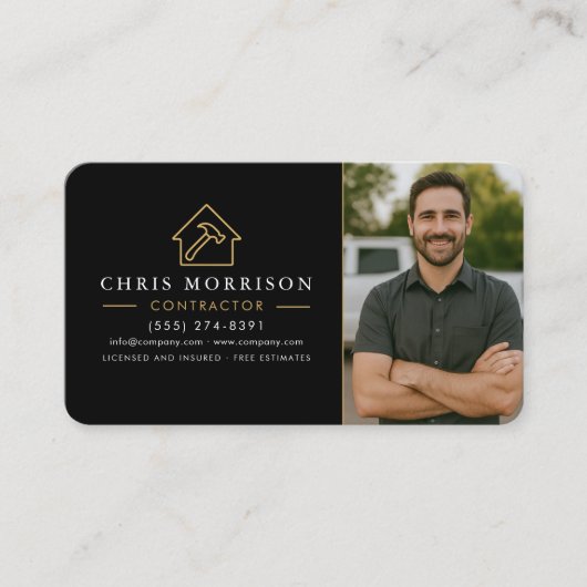  Building Construction Photo Black Gold  名刺 (正面)