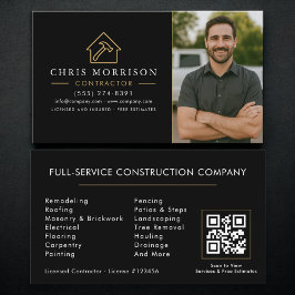Building Construction QR Code Photo Black Gold 名刺