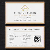 Building Construction White Gold Wood QR Code 名刺