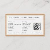 Building Construction White Gold Wood QR Code 名刺 (裏面)