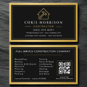 Building Contractor Black Gold Metal QR Code 名刺