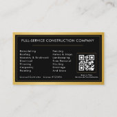 Building Contractor Black Gold Metal QR Code 名刺 (裏面)