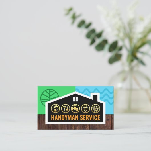 Building Frame Landscape Handyman Tools 名刺 (スタンド正面)