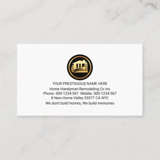 Building Frame Landscape Handyman Tools 名刺 (裏面)