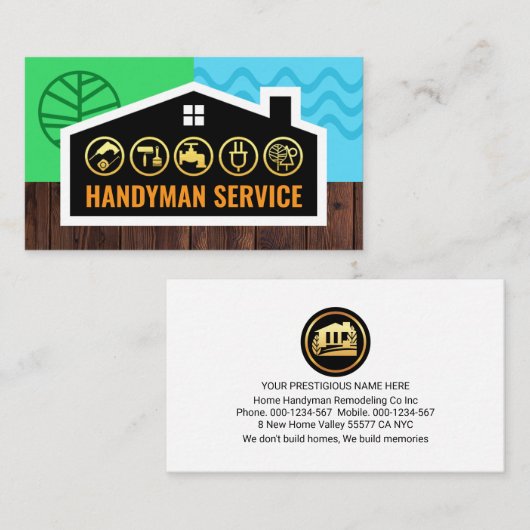 Building Frame Landscape Handyman Tools 名刺 (正面/裏面)