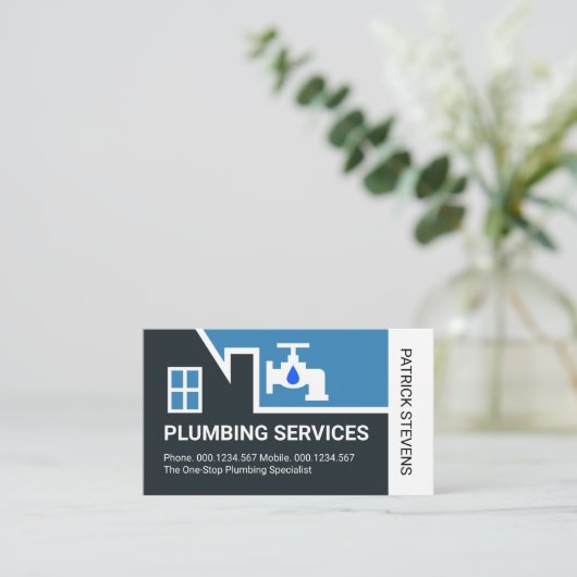 Building Frame Leaking Plumbing Faucet 名刺 (スタンド正面)