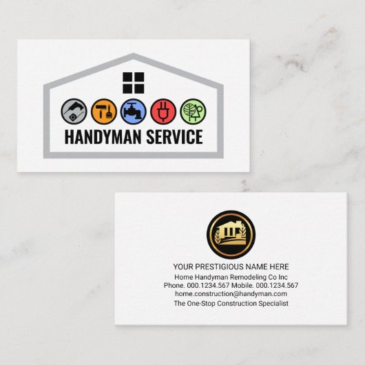 Building Frame With Handyman Tools 名刺 (正面/裏面)