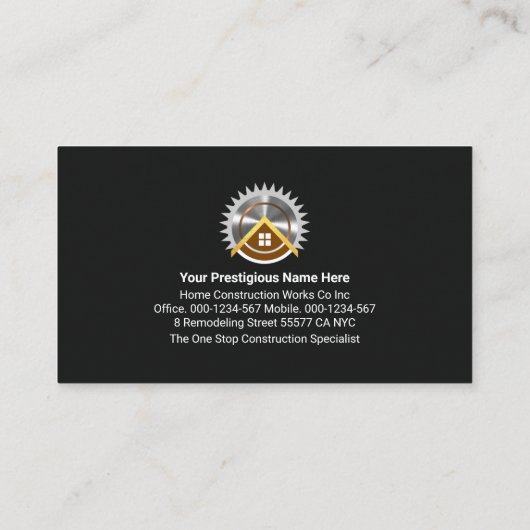 Building Home Frame Construction 名刺 (裏面)