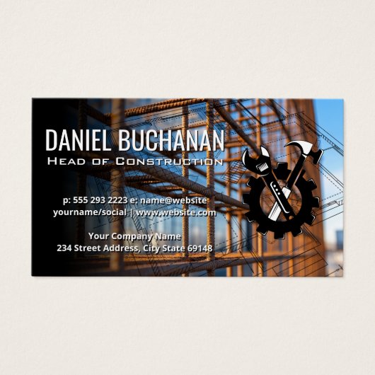 Building Rebar Infrastructure | Construction Logo (正面)