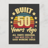 Built 50 Years Ago All Parts Original 50 Birthday インビテーションポストカード (正面)